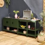 Cuisine extérieure Naxos 3 modules en acier inoxydable avec barbecue charbon vert