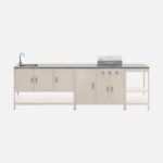 Cuisine extérieure Naxos 3 modules beige avec barbecue à gaz 3 brûleurs