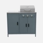 Cuisine extérieure Naxos 3 modules avec barbecue gaz 3 brûleurs, acier bleu gris – Image 3