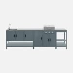 Cuisine extérieure Naxos 3 modules avec barbecue gaz 3 brûleurs, acier bleu gris – Image 2